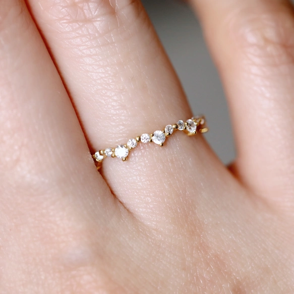 K18・プラチナ〉lace line ring レースラインリング スタッキング